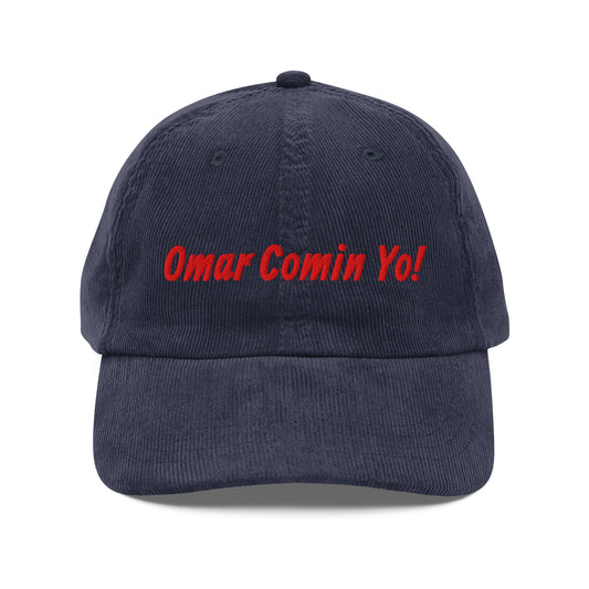 Omar Comin’ inspired embroidered corduroy cap in navy