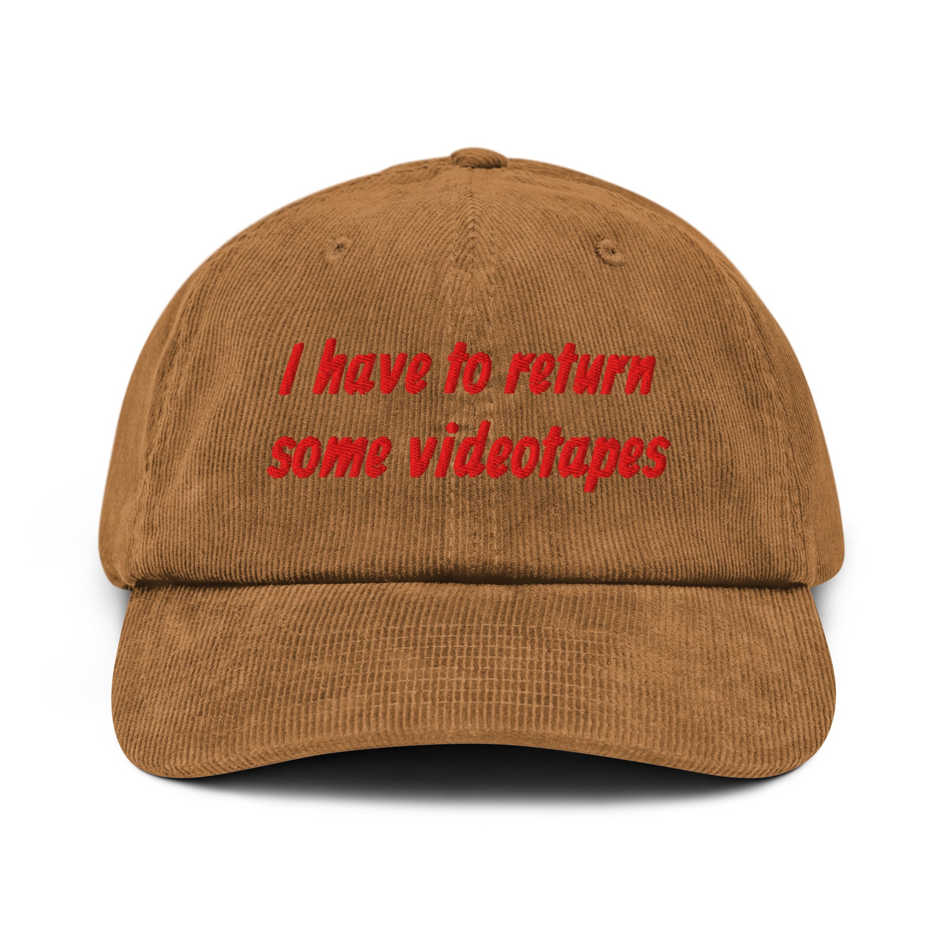 American Psycho inspired embroidered corduroy cap in brown