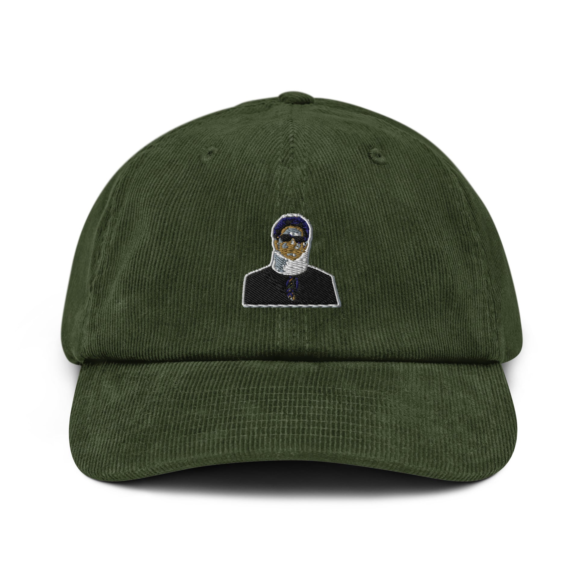 Chrissy embroidered corduroy cap in green