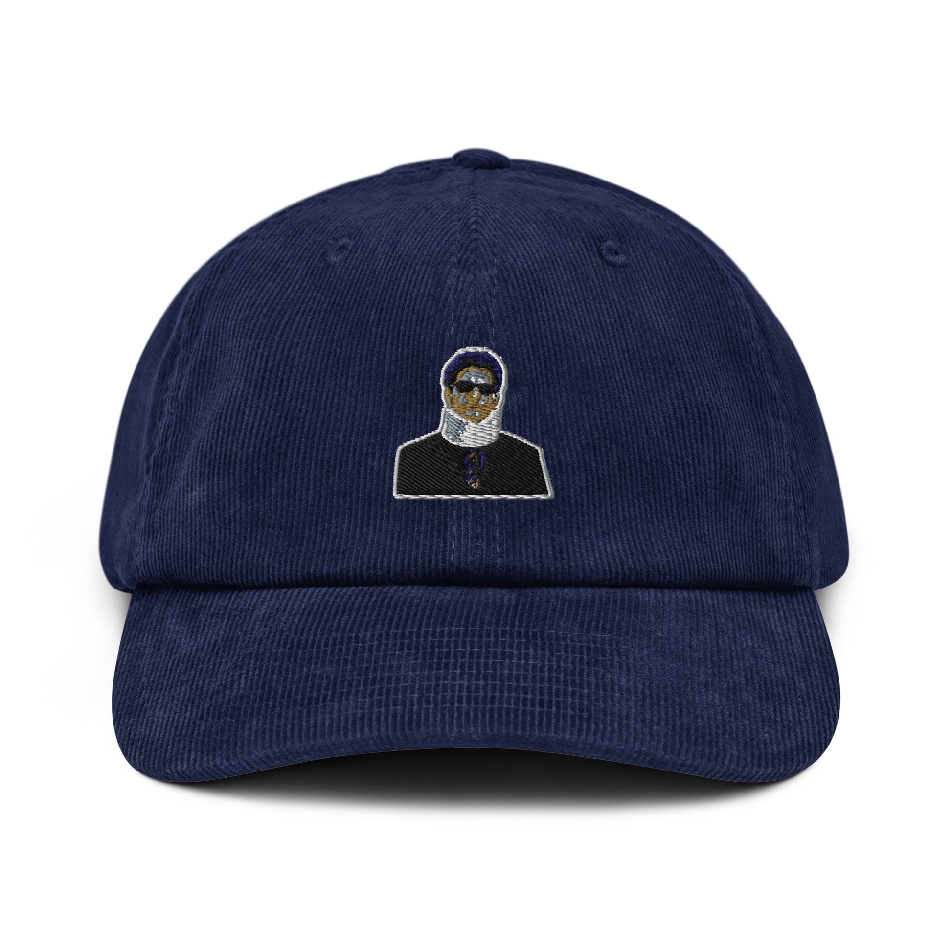 Chrissy embroidered corduroy cap in navy